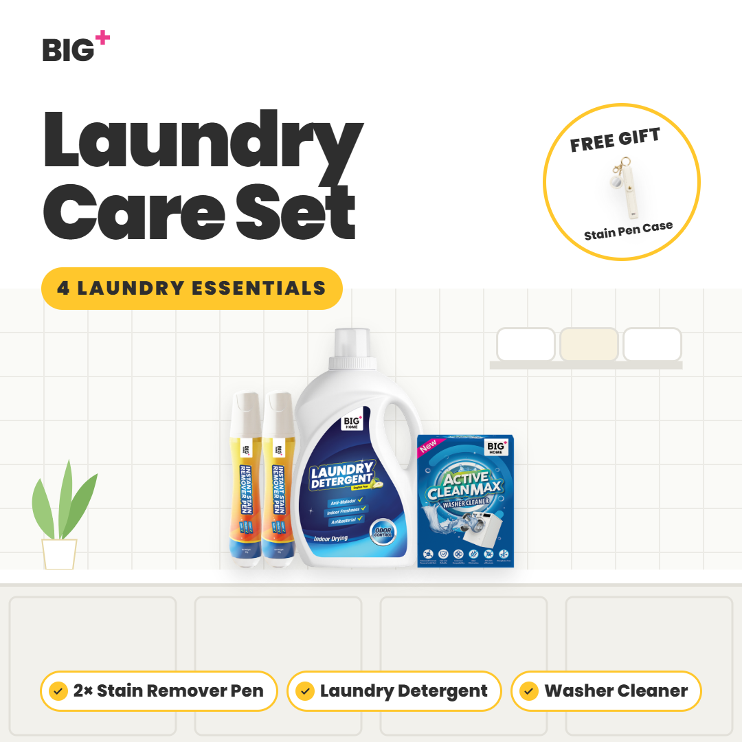 BIG+ Laundry Care Set | Laundry Detergent, Stain Remover Pens & Washer Cleaner + FREE Stain Remover Pen Keychain Case