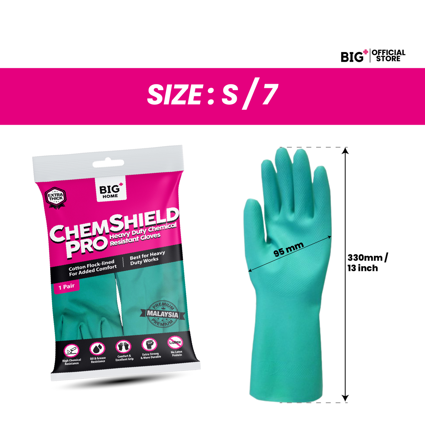 ChemShield Pro Heavy Duty Chemical Resistant  Nitrile Gloves size S